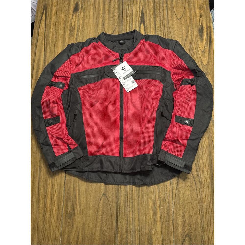 Viking Cycle‎ Red Black Mesh Motorcycle Jacket Sz L NWT